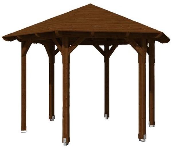 SKANHOLZ Pavillon, Zeltdach, sechseckig, BxT: 420x364 cm nussbaum Gartenpavillon 4018211008445 Bild 1