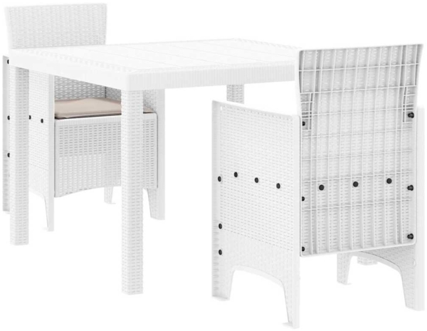 vidaXL Garten Essgruppe 3 pcs Weiß Polt Rattan 3378683