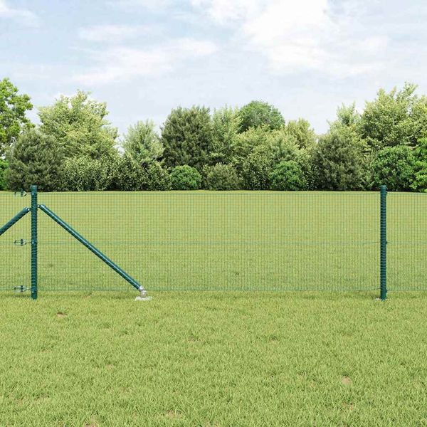 vidaXL Schweißdrahtzaun mit Spikes Stahl und PVC Grün Netz 3352104