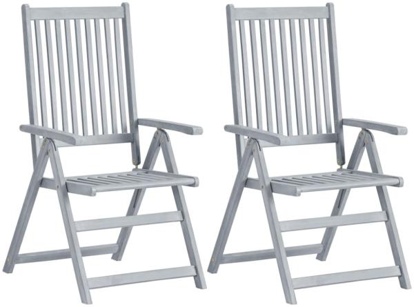 vidaXL Verstellbare Gartenstühle 2 Stk. Grau Massivholz Akazie 45938