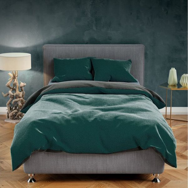 Visaggio Bettwäsche Winter Teddy Plüsch, Fleece, 4 teilig, Flauschig warmes Cashmere Touch, Einfarbig Wende