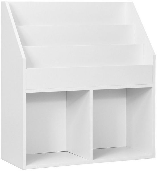 KOMFOTTEU Bücherregal Spielzeugregal, mit 3 Regalen & 2 Breiten unteren Fächern
