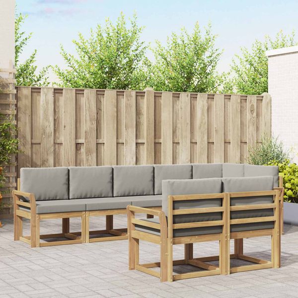 vidaXL Outdoor-Sofagarnitur mit Kissen 8 pcs Weiß und Hellgrau 3387805