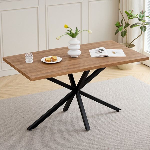 GrandCA HOME Esstisch Küchen-Esstisch im nordischen Stil — Holzmaserung-Optik (1-St), MDF-Material, 140 x 80 cm