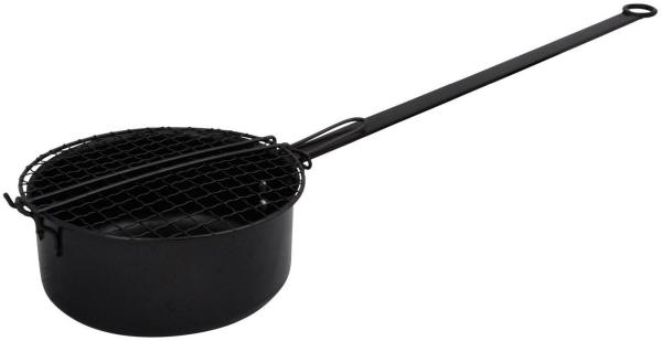 Popcornpfanne für Grill Feuerkorb & Lagerfeuer BBQ Pfanne Eisen Schwarz