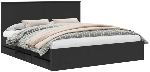 vidaXL Bettrahmen mit Schubladen Schwarz 180 x 200 cm Ingenieurs Holz 3411090