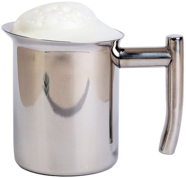 Xavax Kanne Milchkännchen Edelstahl 400ml Milchkanne, Kanne Aufschäumkännchen Barista Milchschaum Milch Gießer Silber