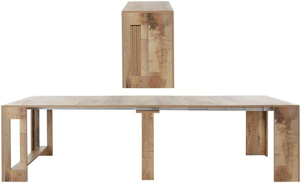 Dmora Ausziehbare Konsole Anello, Ausziehbare Konsole für bis zu 12 Sitzplätze, Tisch mit Verlängerungshaltern, 100 % Made in Italy, 51/300 x 90 x 77 cm, Ahorn, Bild 5