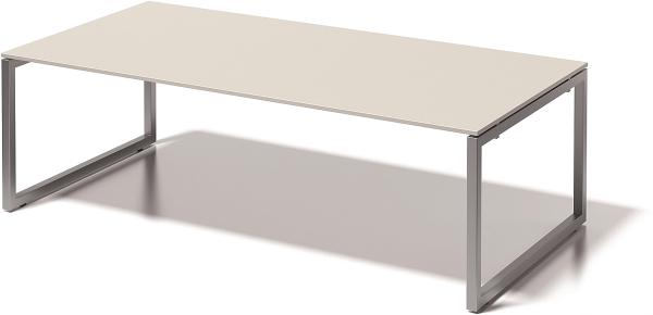 Cito Chefarbeitsplatz/Konferenztisch, 740 mm höhenfixes O-Gestell, H 19 x B 2400 x T 1200 mm, Dekor grauweiß, Gestell silber