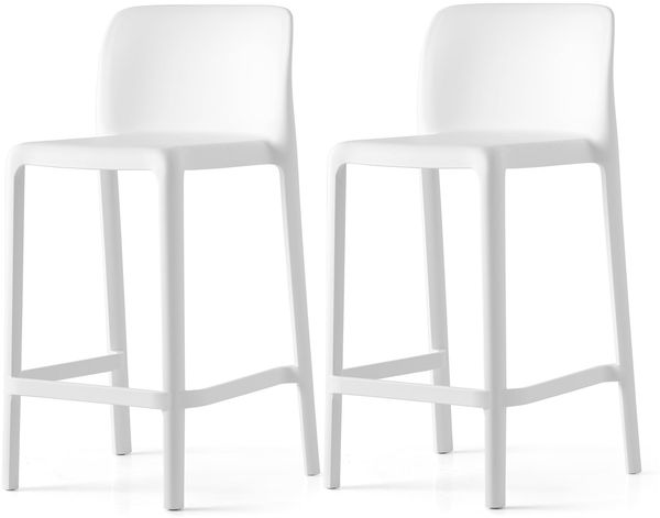 Connubia, 2 Hocker Bayo recyceltes Polypropylen, 100% Mattes optisches Weiß