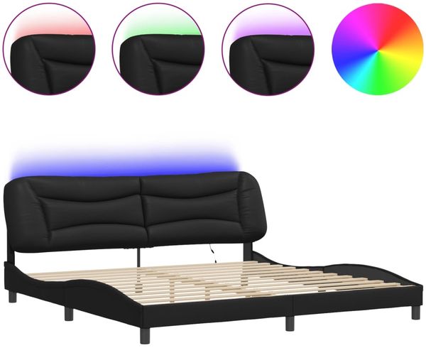 Doppelbett, Bettgestell Modernen mit LED ohne Matratze Schwarz 200x200 cm d1444e