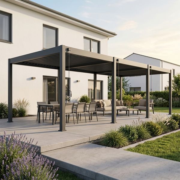 Pergola Classic 3x9 m Anthrazit | Aluminium Lamellendach freistehend
