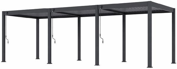 Pergola Classic 3 x 9 m Anthrazit | Aluminium Lamellendach freistehend