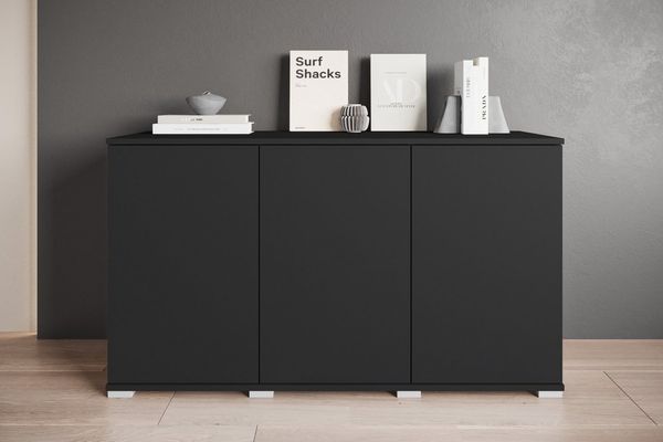 OTTO home Sideboard Kenia, moderne grifflose Kommode mit 3 Türen, Breite 120 cm (1 St), Push-to-Open-Fronten, höhenverstellbaren Einlegeböden
