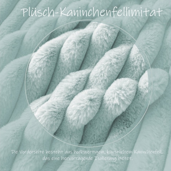 KEAYOO Bettwäsche Flauschiger Kunstfell-Streifen, 2 teilig, Plüsch Bettwäsche 135x200 cm für Winter Kissenbezug 80x80 cm Bild 2