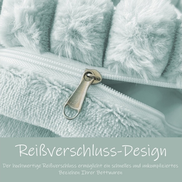 KEAYOO Bettwäsche Flauschiger Kunstfell-Streifen, 2 teilig, Plüsch Bettwäsche 135x200 cm für Winter Kissenbezug 80x80 cm Bild 3