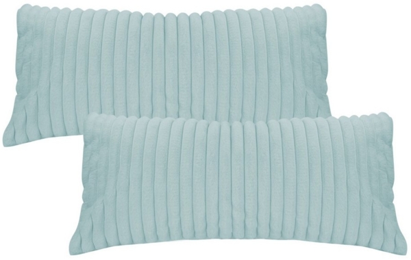 KEAYOO Bettwäsche Flauschiger Kunstfell-Streifen, 2 teilig, Plüsch Bettwäsche 135x200 cm für Winter Kissenbezug 80x80 cm Bild 5