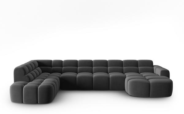 Micadoni Panorama Ecksofa Lisa 7-Sitzer Links Samtstoff Casino Dunkelgrau