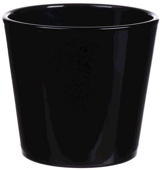 INNA-Glas Blumentopf Pflanztopf GIENAH, Keramik, schwarz, 12,5 cm, Ø 13,5 cm