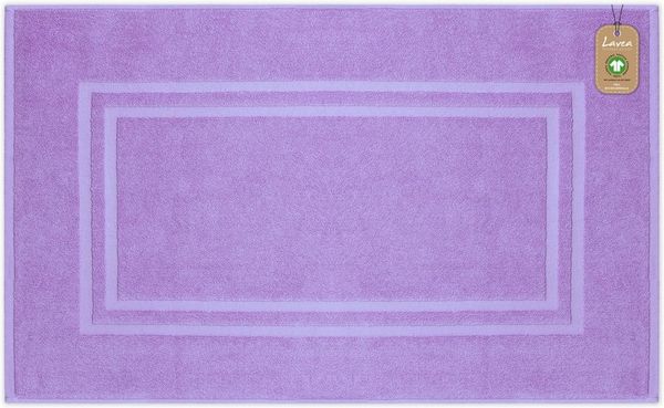Lavea Badematte Bali, Höhe 3 mm, rutschhemmend, beidseitig nutzbar, strapazierfähig, fußbodenheizungsgeeignet, waschbar, schnell trocknend, Bio-Baumwolle, rechteckig, hochwertiger und nachhaltiger Premium Duschvorleger – saugstarke Faser
