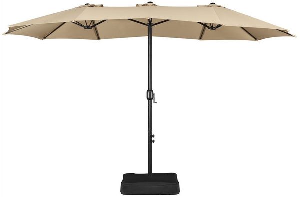 Yaheetech Sonnenschirm mit Sonnenschirmständer, LxB: 385x240 cm, Extra Großartiger Gartenschirm mit Kurbel, Sonnenschutz