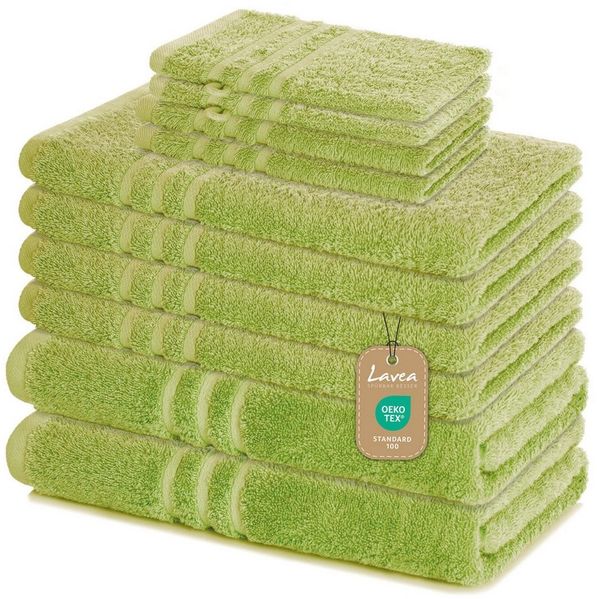 Lavea Handtuch Set Elena, Duschtücher, Handtücher, Gästetücher, Waschhandschuhe, 100% Baumwolle (Set, 10-St), Frottierserie, weich & saugstark, pflegeleicht, 500 g/m² Frottier