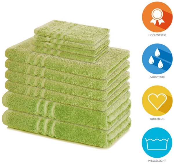 Lavea Handtuch Set Elena, Duschtücher, Handtücher, Gästetücher, Waschhandschuhe, 100% Baumwolle (Set, 10-St), Frottierserie, weich & saugstark, pflegeleicht, 500 g/m² Frottier