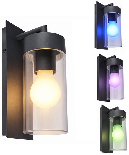 RGB LED Wandleuchte, Aluminium anthrazit, klar H 25 cm