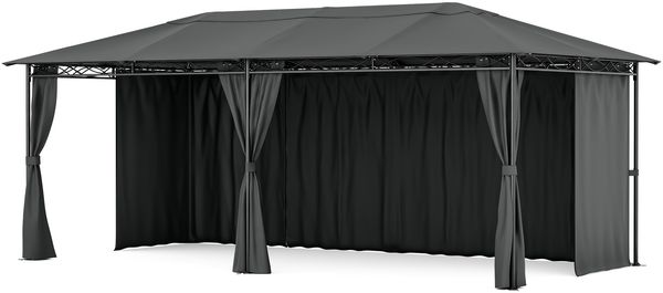 Blumfeldt Mondo Pavillon 3x6 – Stahlrahmen, Mit Vorhängen, Wetterfester Gartenpavillon, Rostbeständig, Leicht Montierbar, Beige