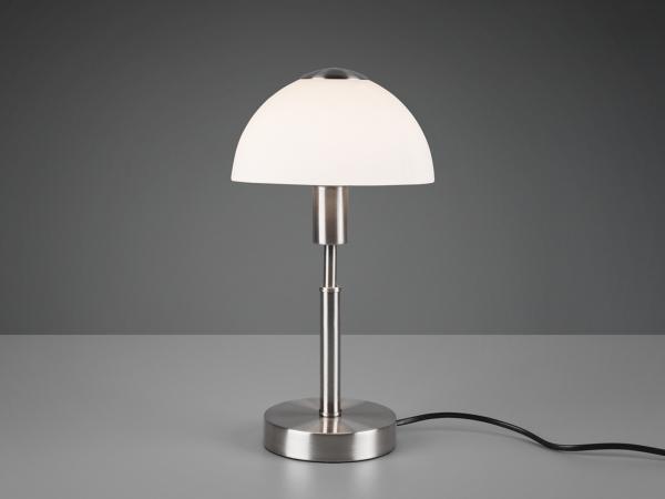 Reality Leuchten LED Nachttischlampe, Dimmfunktion, LED wechselbar, Warmweiß, Bauhaus-stil Pilz-Lampe per Touch dimmbar, Glas Lampenschirm, H: 33cm