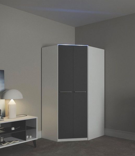 priess Eckkleiderschrank Barcelona Kleiderschrank Ecklösung Raumwunder in 2 Tiefen Schrank Eckschrank Garderobe