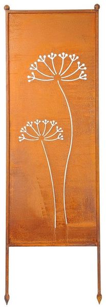 finehomegarden Gartenstecker Stele Metall Dolde Sichtschutz Edelrost Windschutz Outdoor H205cm B64cm Dekowand Garten / Spedition