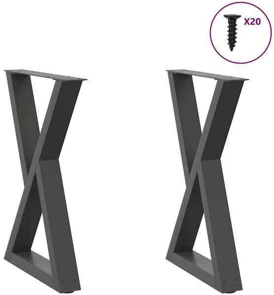 vidaXL Esstisch Beine 2 Stk. Anthrazit 50x(72-73,3) cm Stahl 4012718