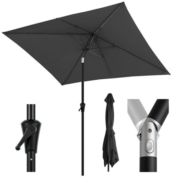 Sekey Rechteckschirm 300x200 cm Sonnenschirm Aluminium Marktschirm Rechteckig, mit Kurbel, Sonnenschutz UV50+, Gartenschirm Knickbar