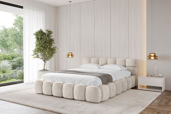ALTDECOR Polsterbett LEYA-v1 (Polsterbett mit Bettkasten und Lattenrost, Boxbett ohne Matratze), Doppelbett mit Stauraum, Bett mit Kopfteil