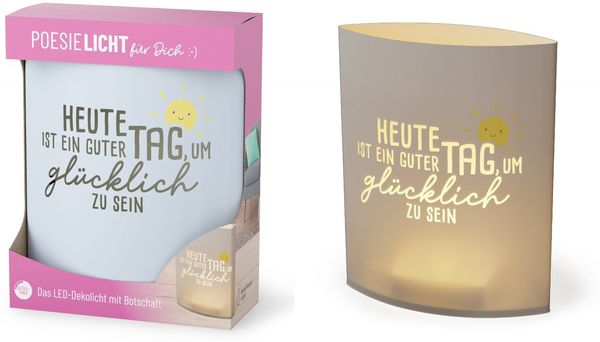 Deko Lampe Leuchte Batterie Poesielicht für Dich la vida Geschenk Blau 6292731