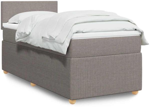 vidaXL Boxspringbett mit Matratze Taupe 90x200 cm Stoff 3289636