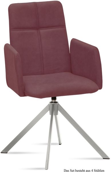Armlehnstuhl drehbar (4er-Set) Drinka 52x92x60 Edelstahl/Marsala