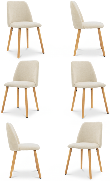 GOEURVANT 421 Esszimmerstühle 6er-Set, Chenille - Creme