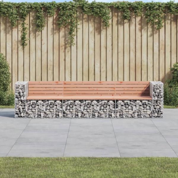 vidaXL Gartenbank aus Gabionen 287x71x65,5 cm Massivholz Douglasie