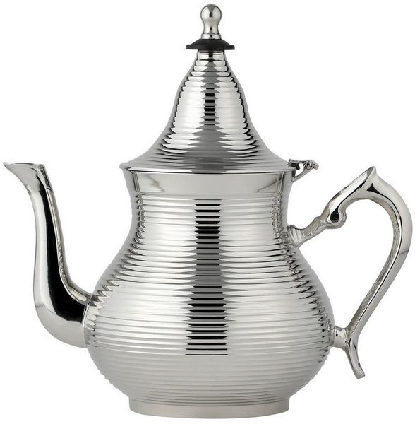 Marrakesch Orient & Mediterran Interior Teekanne Marokkanische Deko Teekanne aus Messing Kanne Nadima Silber 750ml, (1-St), Handarbeit