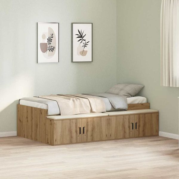 vidaXL Bettrahmen mit Speicher Artisan-Eiche 90 x 200 cm Holzwerkstoff 3335196