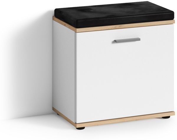 Sitzbank >JAKOB< in Weiß/Eiche-Optik 48,5 H 49 x 30 cm (BxHxT)