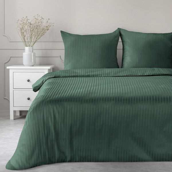 Eurofirany Bettwäsche Satin-Damast Bettwäschegarnitur 2TLG / 3TLG Baumwolle, Streifen, einfarbig, elegantes Design