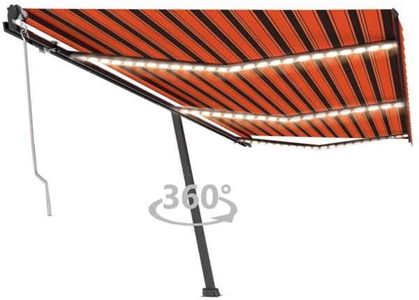 vidaXL Automatische Markise mit LED Windsensor 600x350 cm Orange/Braun 3069895