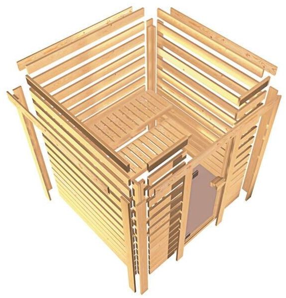 Karibu Sauna Adelina mit Dachkranz + 9kW BIO-Kombiofen mit ext. Steuerung Easy Bild 6