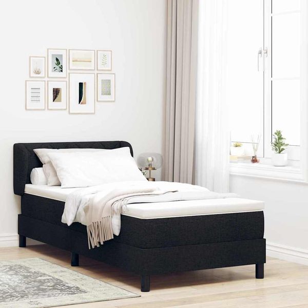 vidaXL Boxspringbett mit Kopfteil Schwarz 90 x 190 cm Stoff 3340061
