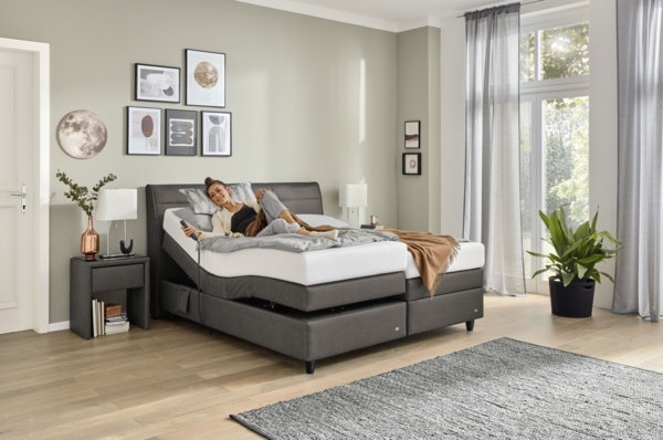 Minerva Boxspringbett weiß Kunstleder 219cm x 206cm x 112cm Bild 2