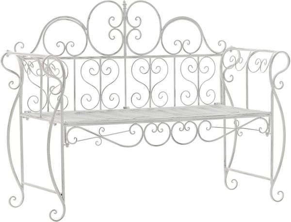 CLP 'Minna' Gartenbank, lackiertes Eisen, antik weiß, 94 x 46 x 128 cm