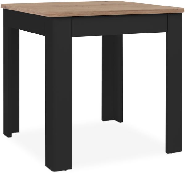 Esstisch >Oslo< mit Schublade, Artisan Oak Dekor / Schwarz - 80x77x80cm (BxHxT)